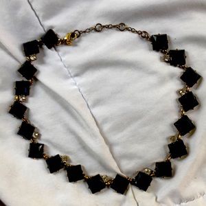 Black stone & diamond necklace